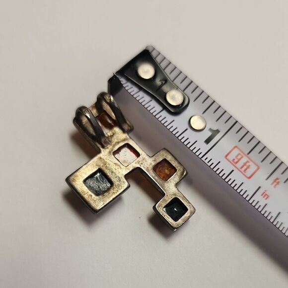 Geometric Sterling Silver Amber Pendant - Picture 5 of 5
